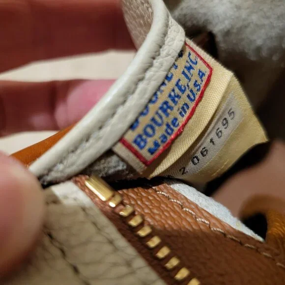 Dooney & Bourke AWL Satchel Ivory and Tan / Brown Gold Trim with Matching Wallet - Picture 9 of 14